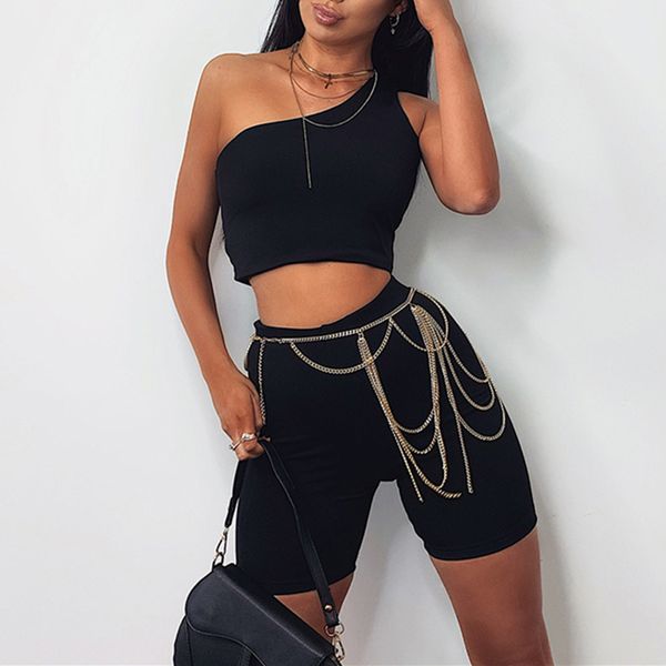 gym clothing fashion 2pcs set streetwear women one shoulder vest high waist skinny stretch shorts fitness yoga casual sportswear, White;black
gym clothing fashion 2pcs set streetwear women one shoulder vest high waist skinny stretch shorts fitness yoga casual sportswear, White;black
