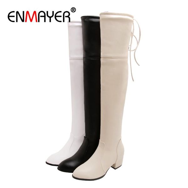 boots enmayer square heel lace-up round toe over the knee high pu women solid short plush zipper shoes, Black
boots enmayer square heel lace-up round toe over the knee high pu women solid short plush zipper shoes, Black