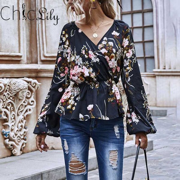 chiclily printed v-neck lotus leaf swing lantern sleeve blouse casual elegant floral long sleeve shirt for women, White
chiclily printed v-neck lotus leaf swing lantern sleeve blouse casual elegant floral long sleeve shirt for women, White