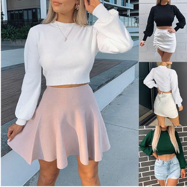 elegant women spring autumn solid color t-shirts o-neck puff sleeve slim pullovers short for streetwear, White
elegant women spring autumn solid color t-shirts o-neck puff sleeve slim pullovers short for streetwear, White