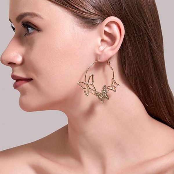 new exaggerated earrings vintage three butterfly hoop earrings for women earing jewelry gold color three butterfly gift, Golden;silver
new exaggerated earrings vintage three butterfly hoop earrings for women earing jewelry gold color three butterfly gift, Golden;silver