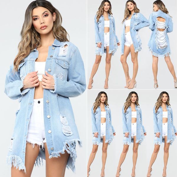 new fashion women denim coat rip coat denim jacket casual long sleeve women coats jacket, Tan;black
new fashion women denim coat rip coat denim jacket casual long sleeve women coats jacket, Tan;black