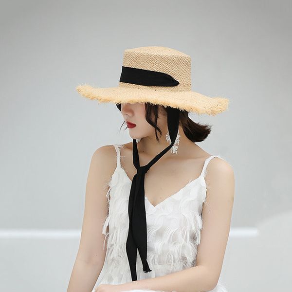 wide brim hats summer women raffia straw hat long ribbon flat panama elegant ladies holiday beach cap protection uv sun, Blue;gray
wide brim hats summer women raffia straw hat long ribbon flat panama elegant ladies holiday beach cap protection uv sun, Blue;gray