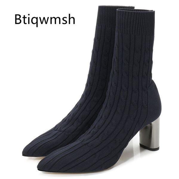 weave sock boots women pointed toe silver metal high heel boots femme stretch ankle, Black
weave sock boots women pointed toe silver metal high heel boots femme stretch ankle, Black