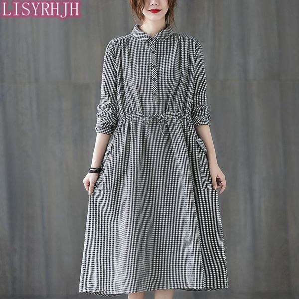 casual dresses lisyrhjh 2021 fall large size women's dress temperament check round neck waist drawstring long sleeve, Black;gray
casual dresses lisyrhjh 2021 fall large size women's dress temperament check round neck waist drawstring long sleeve, Black;gray