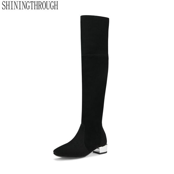 boots genuine leather over the knee high women med heel shoes fashion spring autumn party dancing large size 43, Black
boots genuine leather over the knee high women med heel shoes fashion spring autumn party dancing large size 43, Black