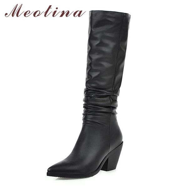 meotina long boots women shoes pleated high heel knee-high boots pointed toe thick heels ladies winter white black size 46
meotina long boots women shoes pleated high heel knee-high boots pointed toe thick heels ladies winter white black size 46