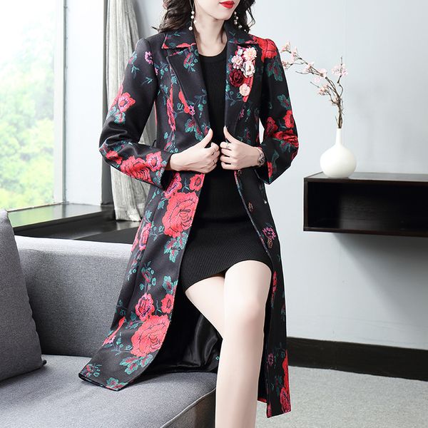 women's trench coats 2021 turn down collar women coat floral print spring autumnfemale sash belted pockets ladies long overcoat, Tan;black
women's trench coats 2021 turn down collar women coat floral print spring autumnfemale sash belted pockets ladies long overcoat, Tan;black