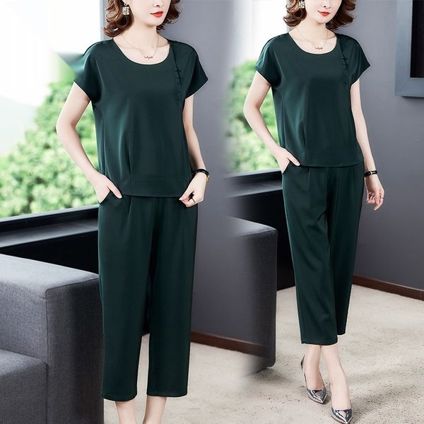 mulberry two-piece suit middle-aged mom summer 2020 silk women's fashion casual loose short sleeve silk and silksuit pants m2kb5, Gray
mulberry two-piece suit middle-aged mom summer 2020 silk women's fashion casual loose short sleeve silk and silksuit pants m2kb5, Gray