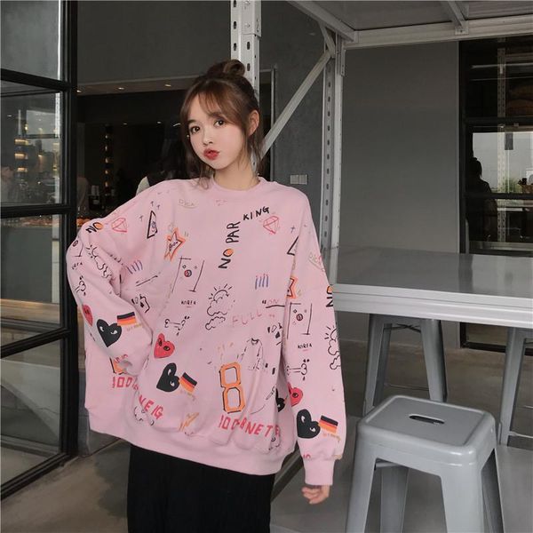 women's sweatshirts japanese harajuku graffiti printed bat sleeve sweatshirt female korean kawaii clothing for women, Black
women's sweatshirts japanese harajuku graffiti printed bat sleeve sweatshirt female korean kawaii clothing for women, Black