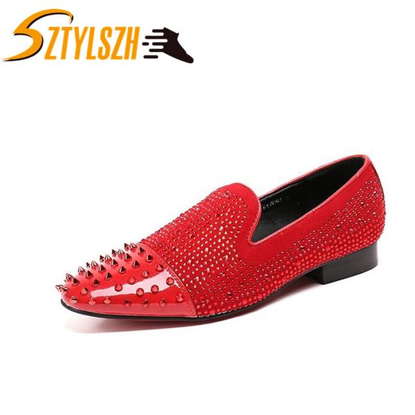 men's genuine leather loafers fashion casual shoes men rhinestone driving shoes man flats dress rivets wedding moccasins, Black
men's genuine leather loafers fashion casual shoes men rhinestone driving shoes man flats dress rivets wedding moccasins, Black