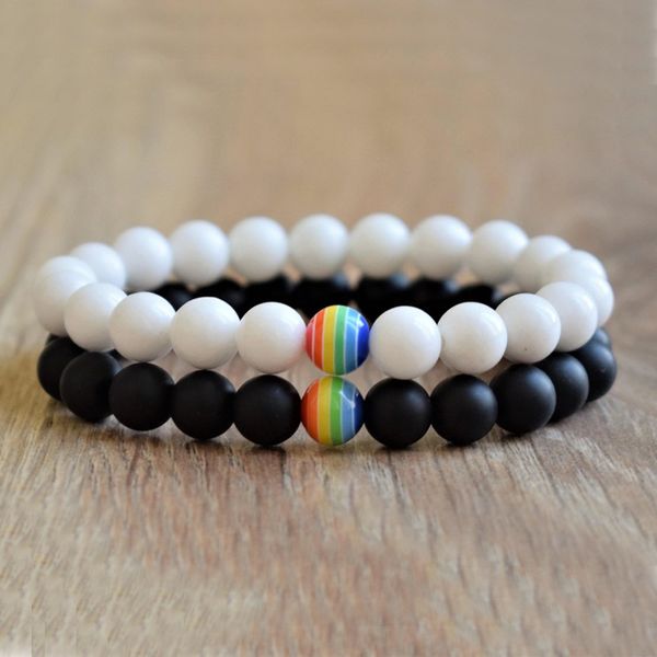 tennis black and white stone beaded mala bracelet gay couples gift equality his rainbow, Golden;silver
tennis black and white stone beaded mala bracelet gay couples gift equality his rainbow, Golden;silver