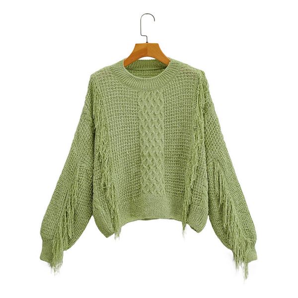 2020 women green tassel sweater cashmere knitted pullover sweater round neck jumper, White;black
2020 women green tassel sweater cashmere knitted pullover sweater round neck jumper, White;black
