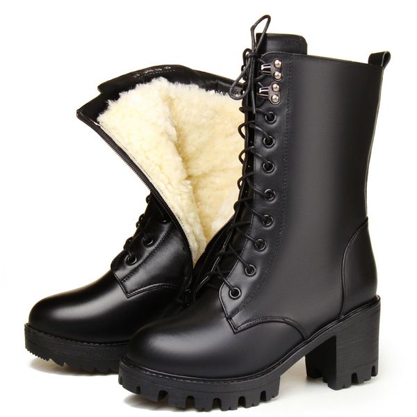 full cowhide full wool warm shoes boots winter leather boots snow temperament plus size high heels women, Black
full cowhide full wool warm shoes boots winter leather boots snow temperament plus size high heels women, Black