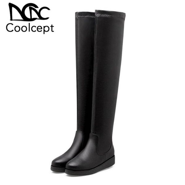 coolcept women fashion black boots winter warm fur daily office over knee boots flats round toe botas shoes woman size 34-43
coolcept women fashion black boots winter warm fur daily office over knee boots flats round toe botas shoes woman size 34-43