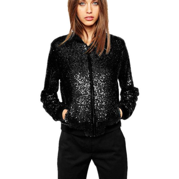 european and american fashion full sequins baseball all-match casual jacket short jacket, Black;brown
european and american fashion full sequins baseball all-match casual jacket short jacket, Black;brown
