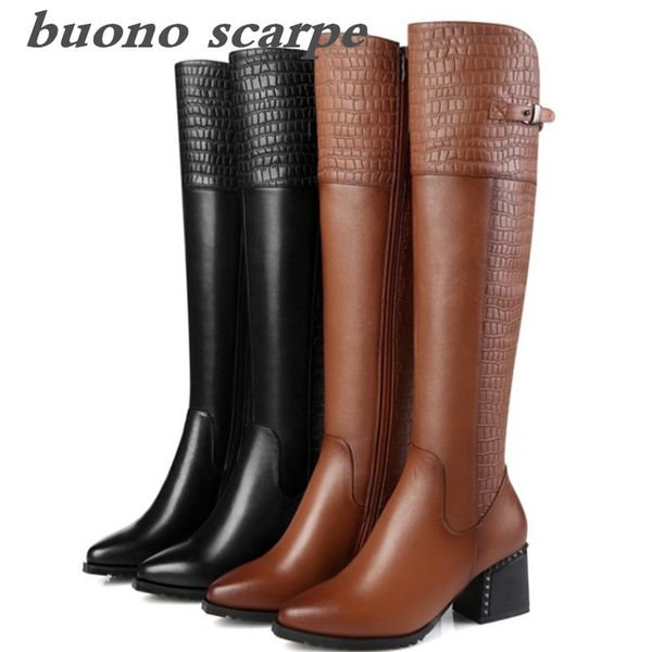 2020 winter new leather thick heel boots female pointed high-heeled female high boots, Black
2020 winter new leather thick heel boots female pointed high-heeled female high boots, Black