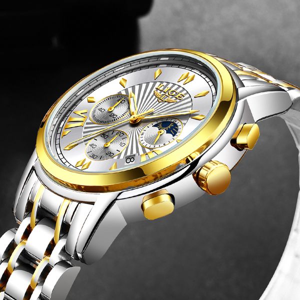2020 lige mens watches waterproof quartz clock male stainless steel moon phase watch for men sport chronograph, Slivery;brown
2020 lige mens watches waterproof quartz clock male stainless steel moon phase watch for men sport chronograph, Slivery;brown