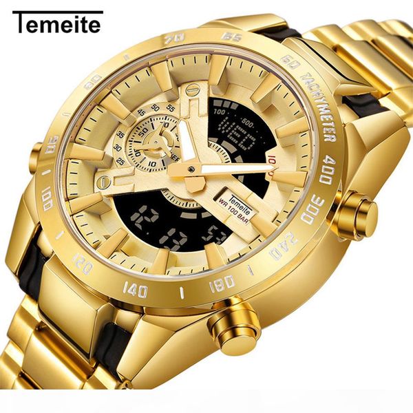 temeite brand gold mens quartz watches sport digital watch men led dual display wristwatch waterproof luminous relogio masculino, Slivery;brown
temeite brand gold mens quartz watches sport digital watch men led dual display wristwatch waterproof luminous relogio masculino, Slivery;brown