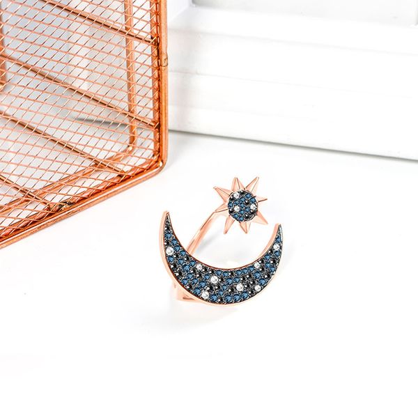 fashion mysterious blue moon and star ring female and european fashion explosion model star moon shape ring designer ring, Silver
fashion mysterious blue moon and star ring female and european fashion explosion model star moon shape ring designer ring, Silver