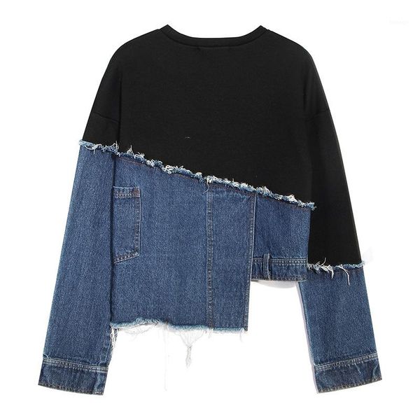 cool loose long sleeved crew neck pullover sweatshirts fashion womens hoodies casual denim panelled designer hoodies women, Black
cool loose long sleeved crew neck pullover sweatshirts fashion womens hoodies casual denim panelled designer hoodies women, Black