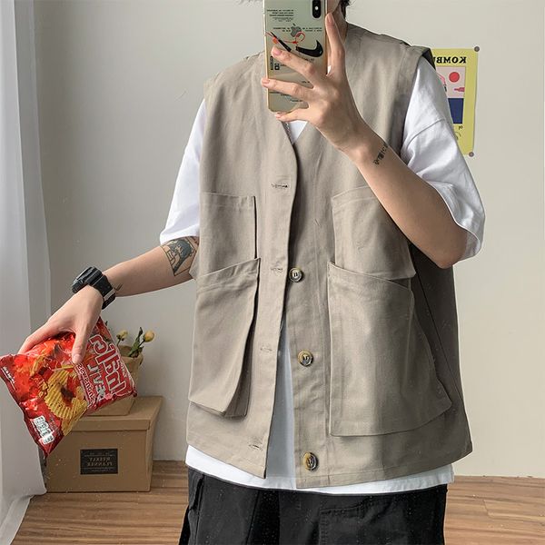men's vests korean style vest men streetwear hip hop sleeveless jacket tooling multi-pocket tactical waistcoats, Black;white
men's vests korean style vest men streetwear hip hop sleeveless jacket tooling multi-pocket tactical waistcoats, Black;white
