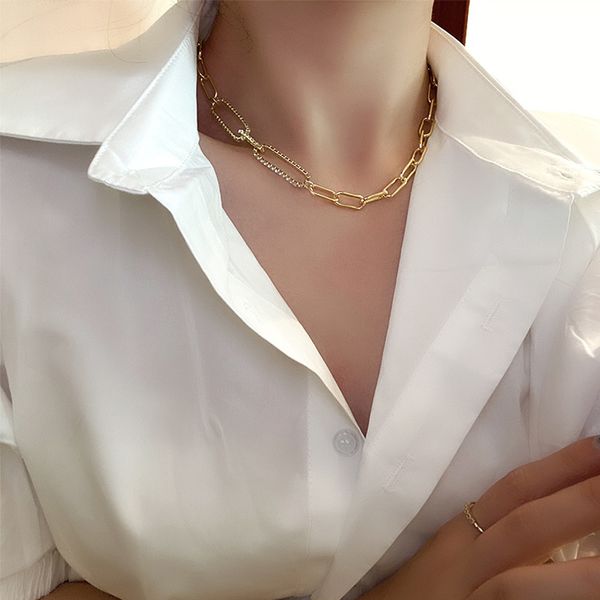 new simple metal choker necklace for women wedding zircon chain choker lariat gold color long chain necklace jewelry, Silver
new simple metal choker necklace for women wedding zircon chain choker lariat gold color long chain necklace jewelry, Silver