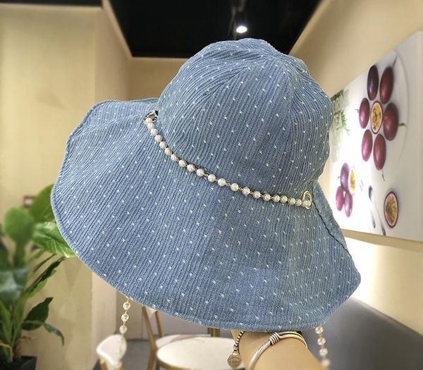 202006-jinxi Korean style Denim Pearl chain big brim wind lady bucket cap women leisure fishermen hat
202006-jinxi Korean style Denim Pearl chain big brim wind lady bucket cap women leisure fishermen hat