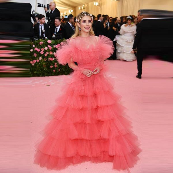 chic water melon tulle prom dresses ruffles tiered long puffy evening dress short sleeves sheer jewel vestidos de party gowns, Black
chic water melon tulle prom dresses ruffles tiered long puffy evening dress short sleeves sheer jewel vestidos de party gowns, Black
