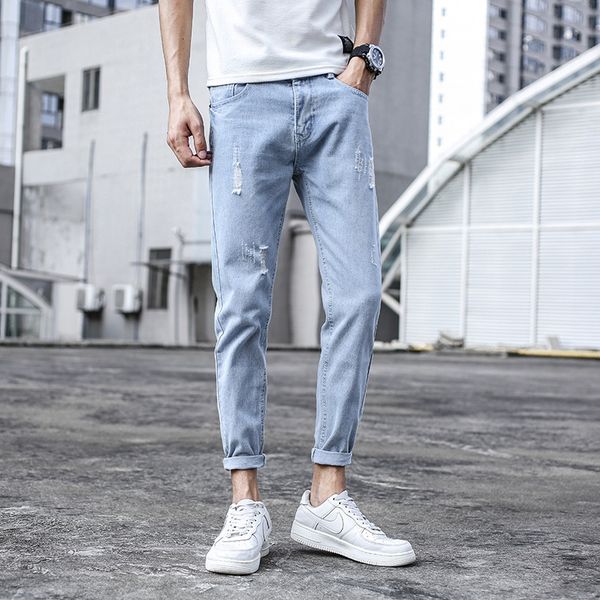 jeans men's spring autumn fashion brand hole slim korean style trendy ankle trousers and trousers -length pants loose casual all-match, Blue
jeans men's spring autumn fashion brand hole slim korean style trendy ankle trousers and trousers -length pants loose casual all-match, Blue