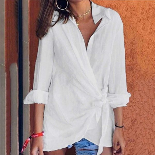 fashion casual natural color blouses spring autumn womens lapel neck shirts with sashes for woman, White
fashion casual natural color blouses spring autumn womens lapel neck shirts with sashes for woman, White