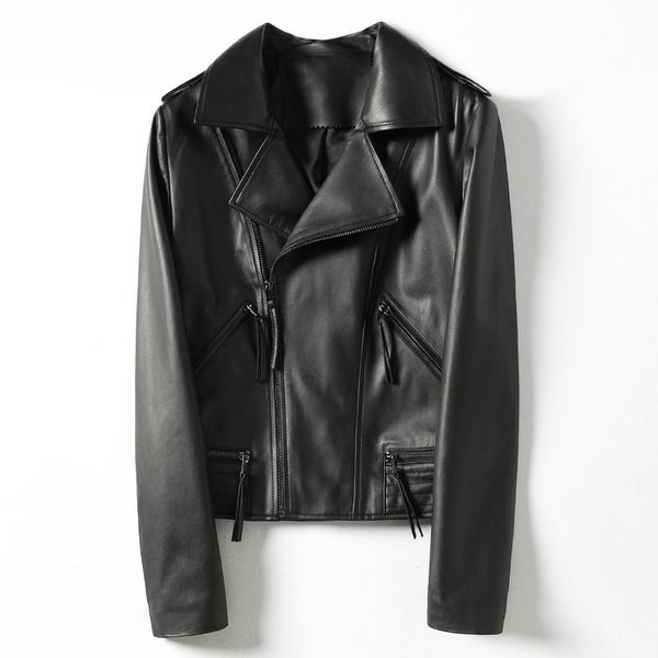 size m l xxl zipper 100% sheepskin short coat turn down collar real leather biker jacket for women female pockets outerwear, Black
size m l xxl zipper 100% sheepskin short coat turn down collar real leather biker jacket for women female pockets outerwear, Black