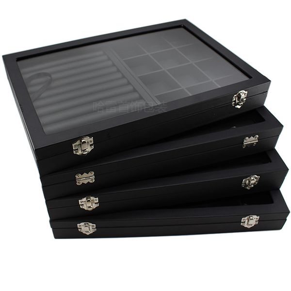 big pu black carrying case with glass cover jewelry ring display box tray holder storage box organizer earrings ring bracelet bo t200808, Black;white
big pu black carrying case with glass cover jewelry ring display box tray holder storage box organizer earrings ring bracelet bo t200808, Black;white