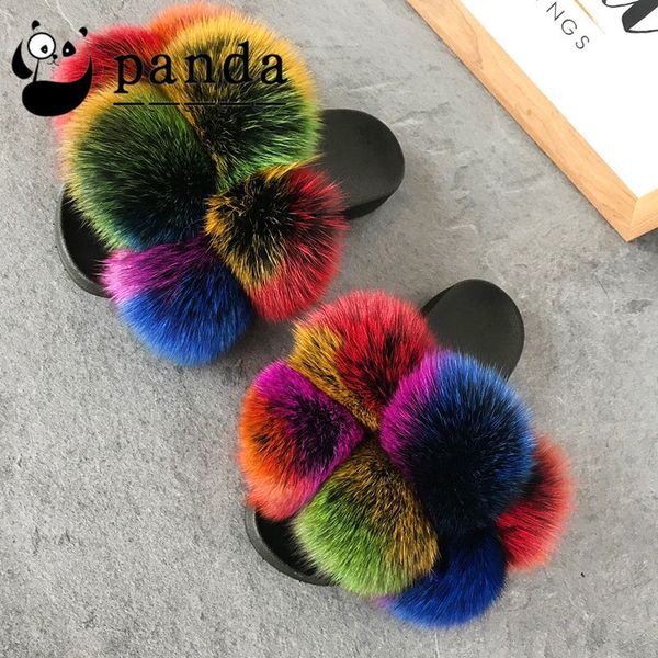 new trendy mixed color 6 balls fur flat slipper sandals fox fur pom pom slides for women and baby, Black
new trendy mixed color 6 balls fur flat slipper sandals fox fur pom pom slides for women and baby, Black