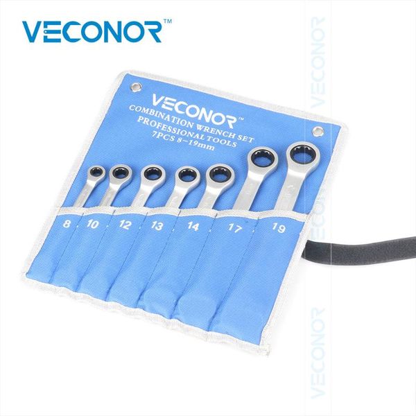 veconor 7pcs dull polish combination ratchet wrench set 8-19mm 72t ratchteing fixed head crv steel spanner storage pouch packed 
veconor 7pcs dull polish combination ratchet wrench set 8-19mm 72t ratchteing fixed head crv steel spanner storage pouch packed
