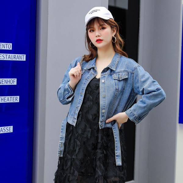 women's jackets 2021 spring large fat mm loose casual short wash denim cotton coat 010042, Black;brown
women's jackets 2021 spring large fat mm loose casual short wash denim cotton coat 010042, Black;brown