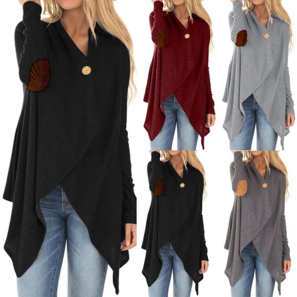 2020 new women long sleeve sweater ladies casual loose solid color fashion thread long sleeve stitching irregular button coats, Black;brown
2020 new women long sleeve sweater ladies casual loose solid color fashion thread long sleeve stitching irregular button coats, Black;brown