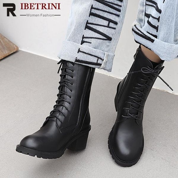 ribetrini brand girl black lace up round toe boots high heels solid fashion mid calf boots women designer solid shoes woman
ribetrini brand girl black lace up round toe boots high heels solid fashion mid calf boots women designer solid shoes woman