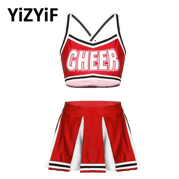 women cheerleader uniform dance costume outfit sleeveless crop with high waist mini pleated skirt dance competition wear, Black;red
women cheerleader uniform dance costume outfit sleeveless crop with high waist mini pleated skirt dance competition wear, Black;red