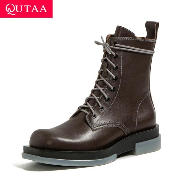 qutaa 2021 motorcycle boots casual round toe cow leather ankle boots autumn winter square heel lace up women shoes size 34-40, Black
qutaa 2021 motorcycle boots casual round toe cow leather ankle boots autumn winter square heel lace up women shoes size 34-40, Black