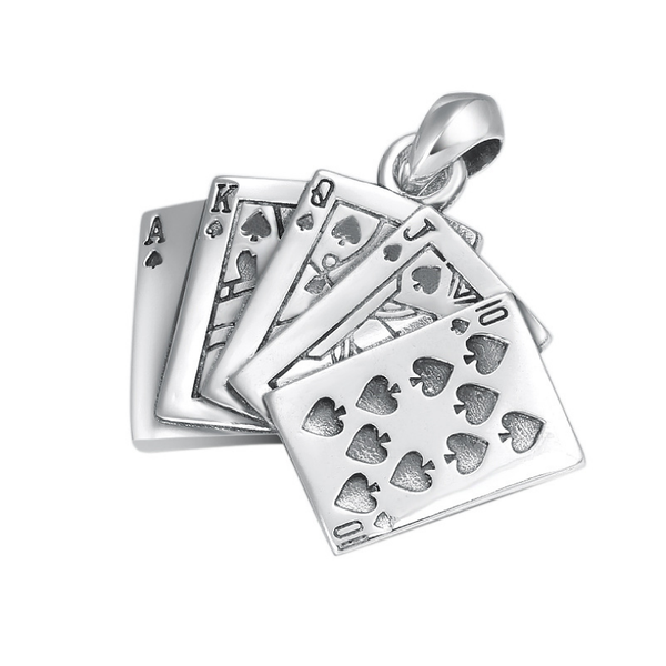 s925 sterling silver pendant thai silver jewelry creative straight flush playing card pendant
s925 sterling silver pendant thai silver jewelry creative straight flush playing card pendant