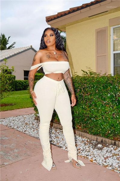color two piece pants sleeveless slash neck crop women designer clothes stacked pants women suits casual natural, White
color two piece pants sleeveless slash neck crop women designer clothes stacked pants women suits casual natural, White