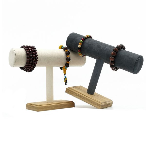 1pc bamboo wood single tier t-bar rack bracelet watch bangle display holder stand dark gray/beige velvet jewelry organizer mx200810, Black
1pc bamboo wood single tier t-bar rack bracelet watch bangle display holder stand dark gray/beige velvet jewelry organizer mx200810, Black