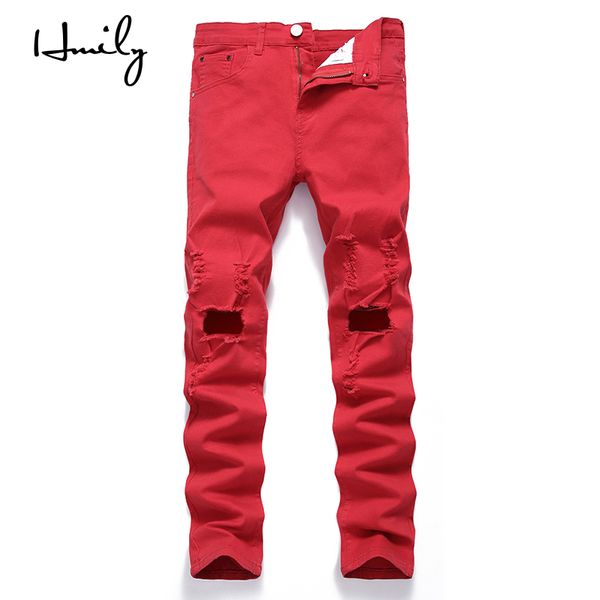 hmily cotton jean men's pants red hole cool trousers for guys summer plus size 42 ripped jeans men daily denim trousers jeans, Blue 
hmily cotton jean men's pants red hole cool trousers for guys summer plus size 42 ripped jeans men daily denim trousers jeans, Blue