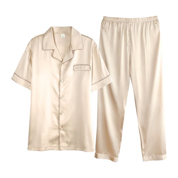 men's sleepwear high-grade gold satin silk pajamas short sleeve for men long pants summer male pajama set soft nightgown, Black;brown
men's sleepwear high-grade gold satin silk pajamas short sleeve for men long pants summer male pajama set soft nightgown, Black;brown