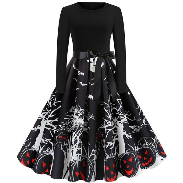 casual dresses women autumn winter black print vintage long sleeve pumpkins halloween party dress plus size robe femme, Black;gray
casual dresses women autumn winter black print vintage long sleeve pumpkins halloween party dress plus size robe femme, Black;gray