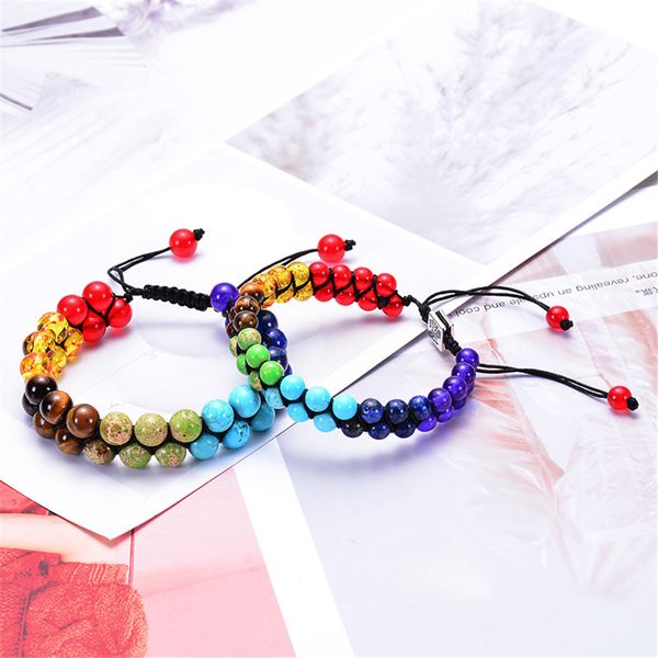 new colorful seven chakra beads double row bracelet double knit lovers natural stone bangles bracelet jewelry, Black
new colorful seven chakra beads double row bracelet double knit lovers natural stone bangles bracelet jewelry, Black