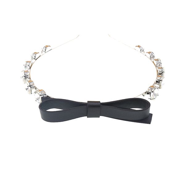 crystal black bow headbands for women bow hairbands white crystal hair accessories hair bands for women gift, Golden;silver