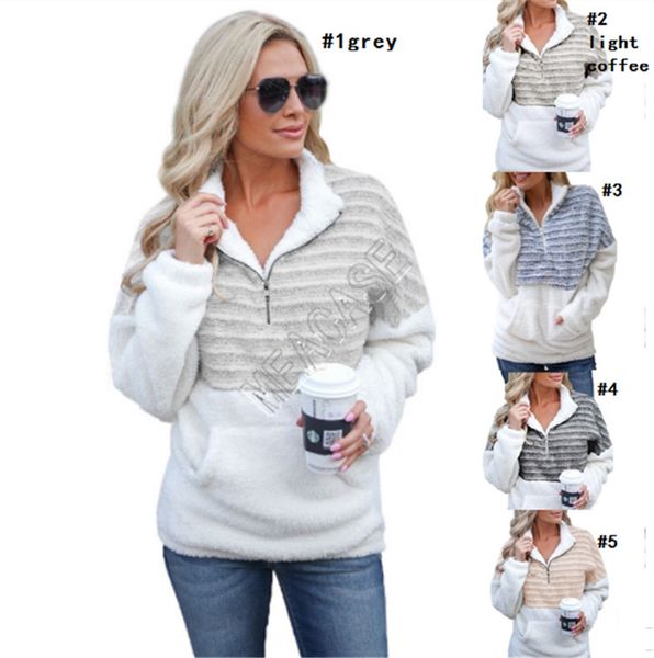 2020 womens sherpa fleece hoodie winter warm plush furry pullover sweaters fashion striped half zipper blouses outwear plus size d91711, Black
2020 womens sherpa fleece hoodie winter warm plush furry pullover sweaters fashion striped half zipper blouses outwear plus size d91711, Black