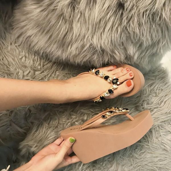 women crystal wedge shoes high heels platform slippers rhinestone summer flip flops for women fashion cool black pink 4888
women crystal wedge shoes high heels platform slippers rhinestone summer flip flops for women fashion cool black pink 4888